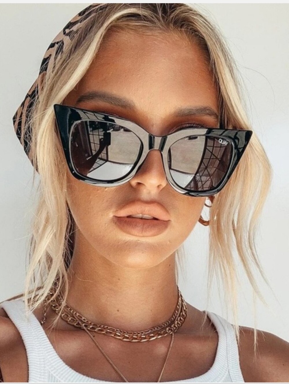 Quay Australia Harper Black Oversized Cat Eye Sunglasses No Case